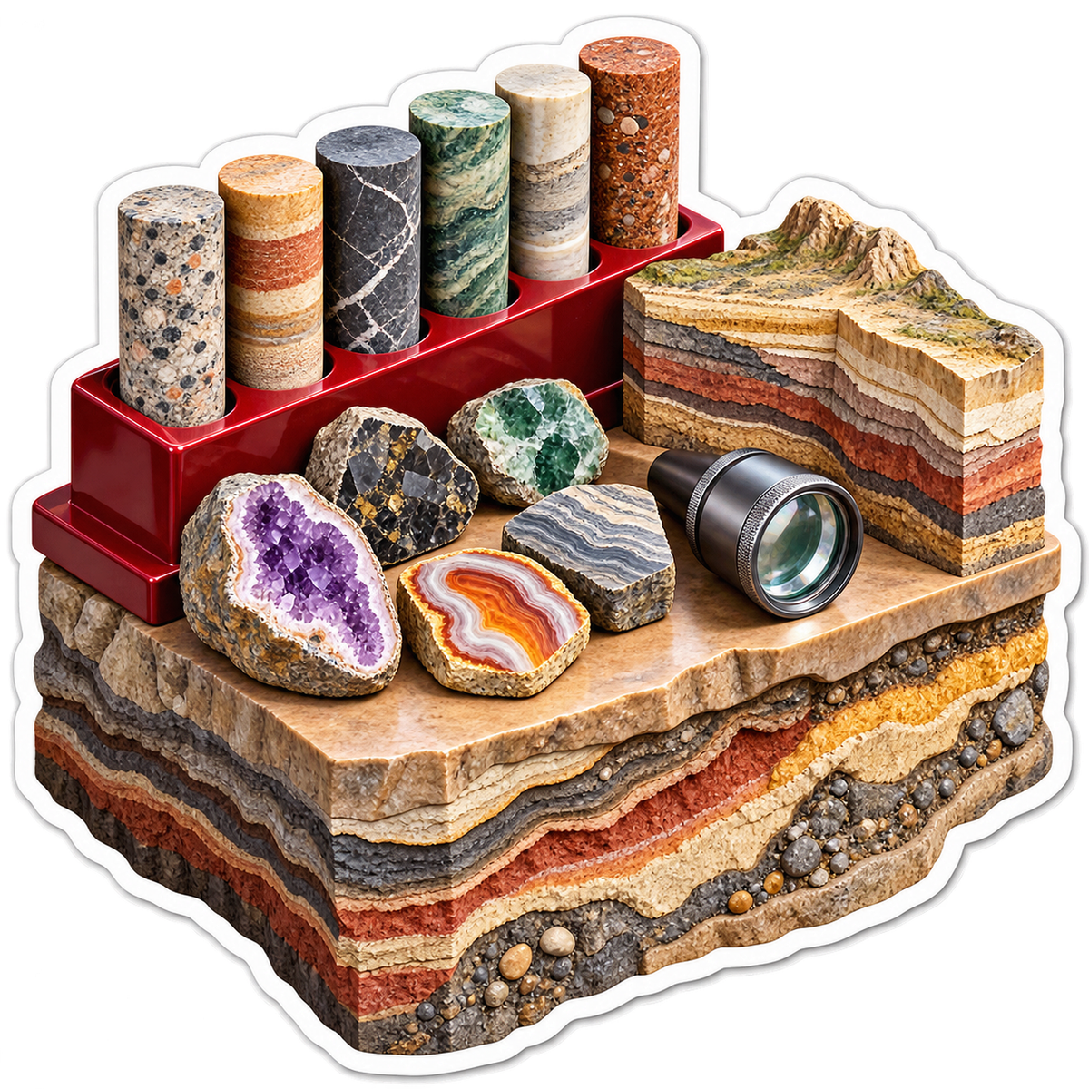 Colorful Rock Core Samples and Crystal Display Vinyl Decal Stickers