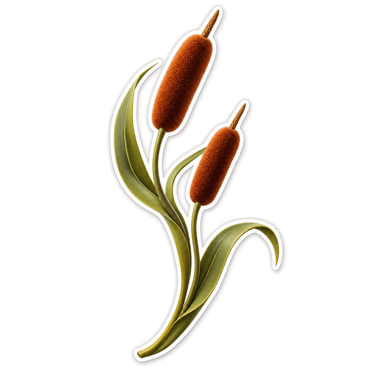 Brown Cattail Pair Art Vinyl Decal Stickers