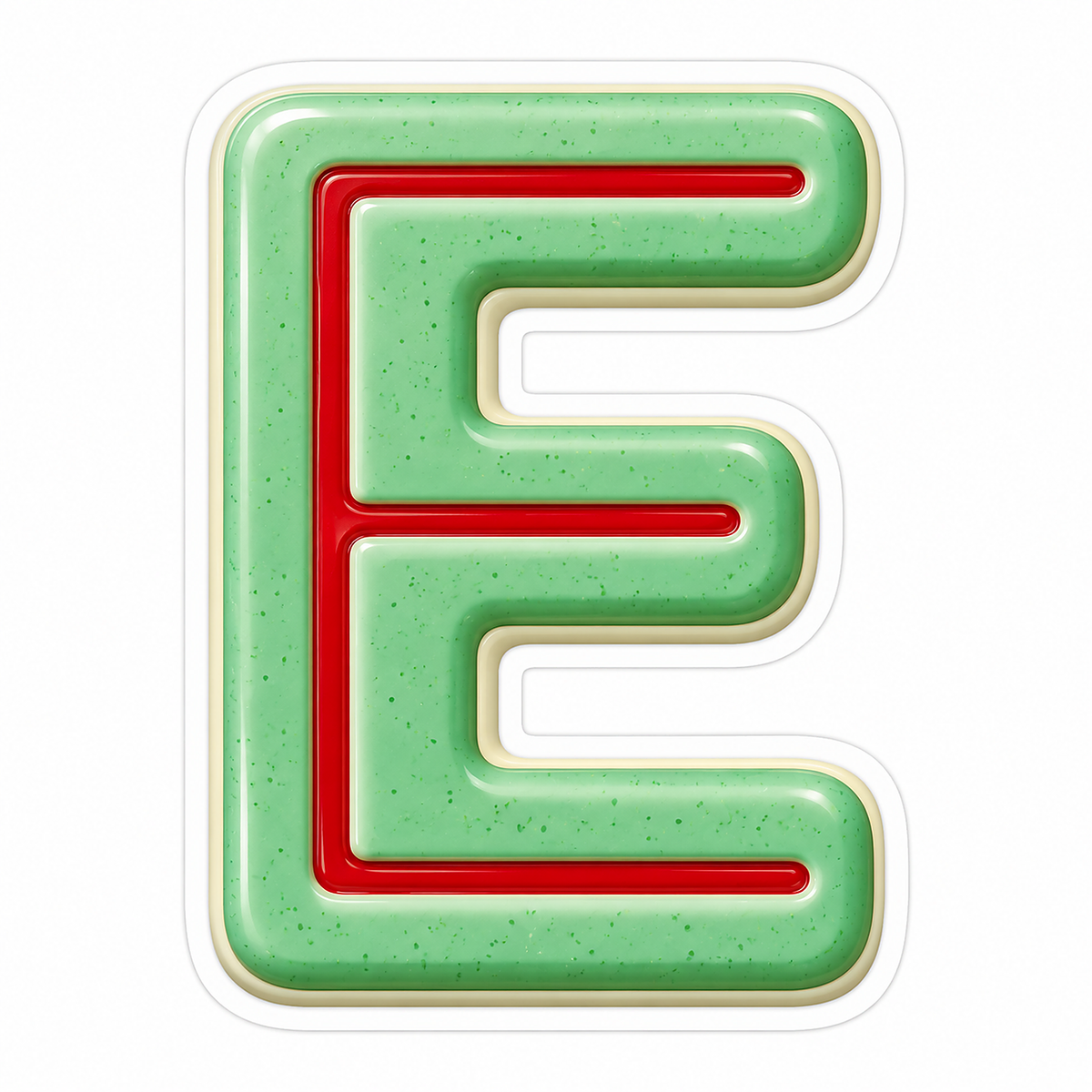 Mint Green Letter E with Red Line Art Vinyl Decal Stickers