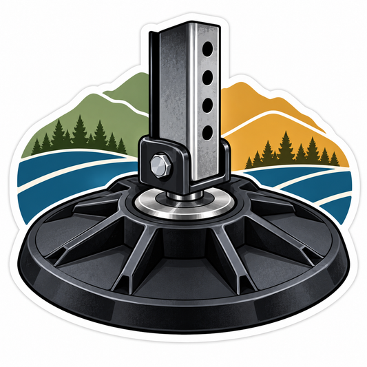 Black RV Jack Pad Mountain Scene Art Vinyl Decal Stickers