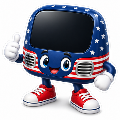 Patriotic Screen Mascot with Corner Grilles Vinyl Decal Stickers