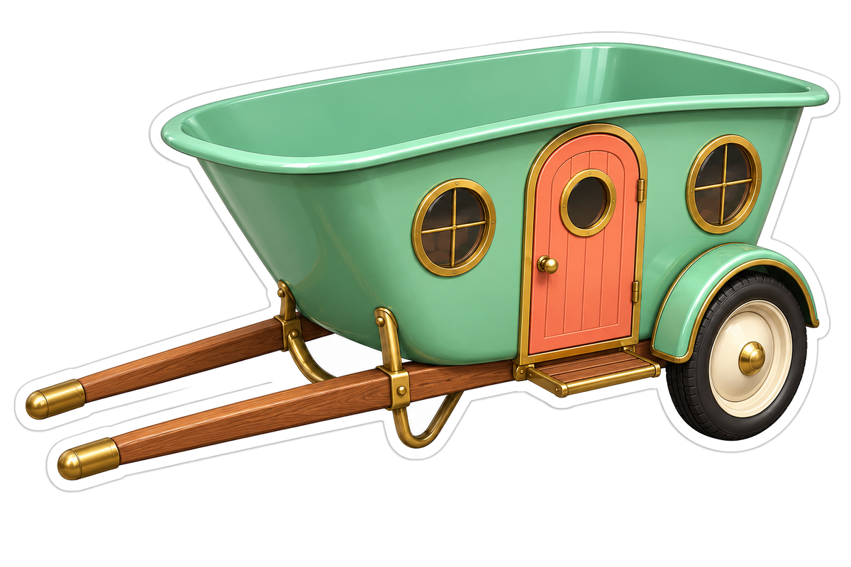 Green Wheelbarrow Camper Art Vinyl Decal Stickers