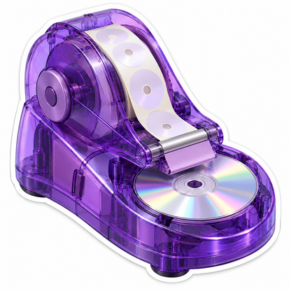Clear Purple Dispenser with Round Disc Labels Vinyl Decal Stickers