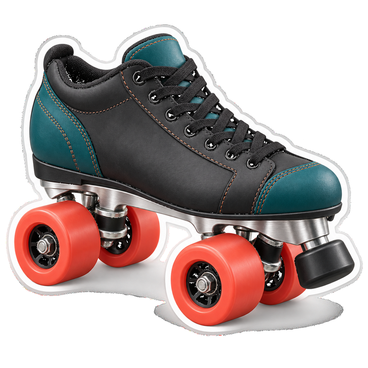 Black Teal Skate with Red Wheels Vinyl Decal Stickers