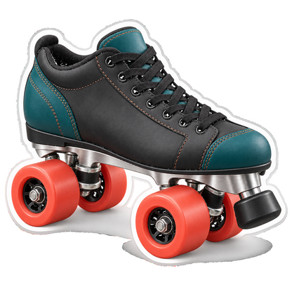 Black Teal Skate with Red Wheels Vinyl Decal Stickers