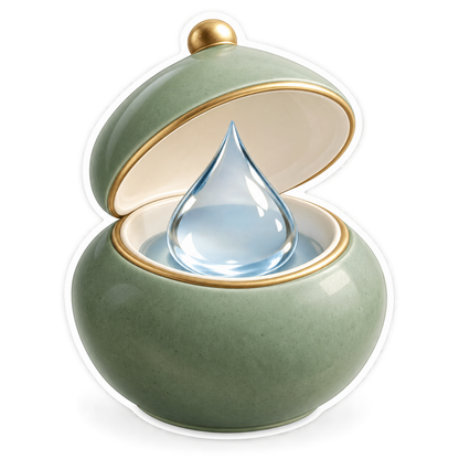 Sage Lidded Bowl with Water Drop Art Vinyl Decal Stickers