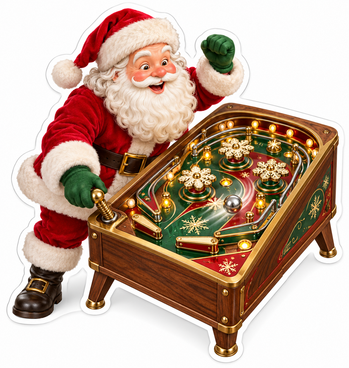 Santa Festive Green Gold Pinball Table Vinyl Decal Stickers