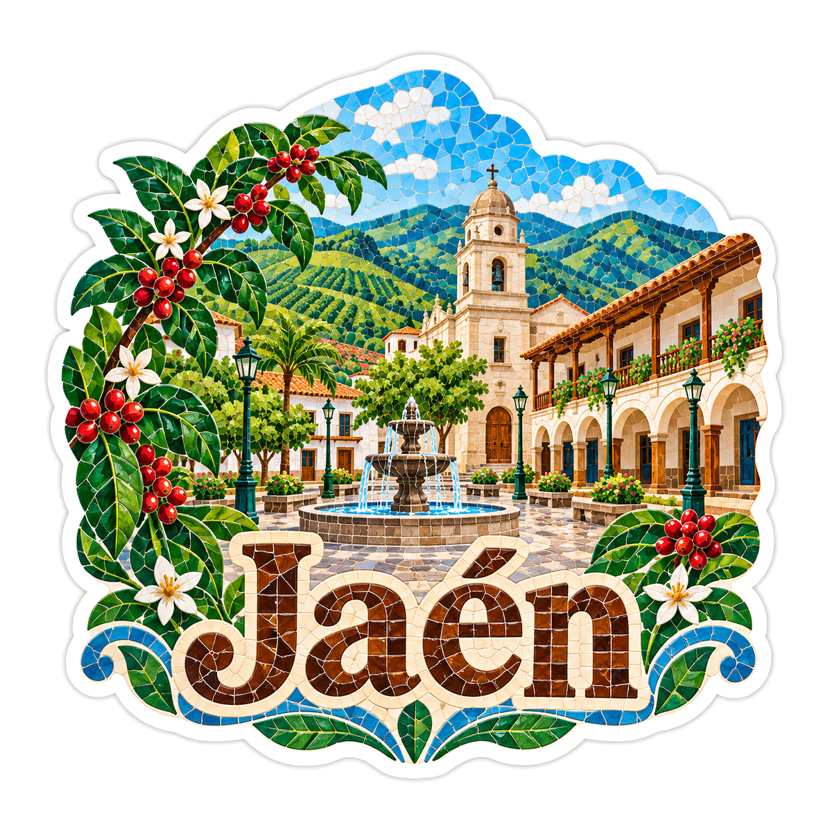 Jaen Coffee Branch Town Square Art Vinyl Decal Stickers