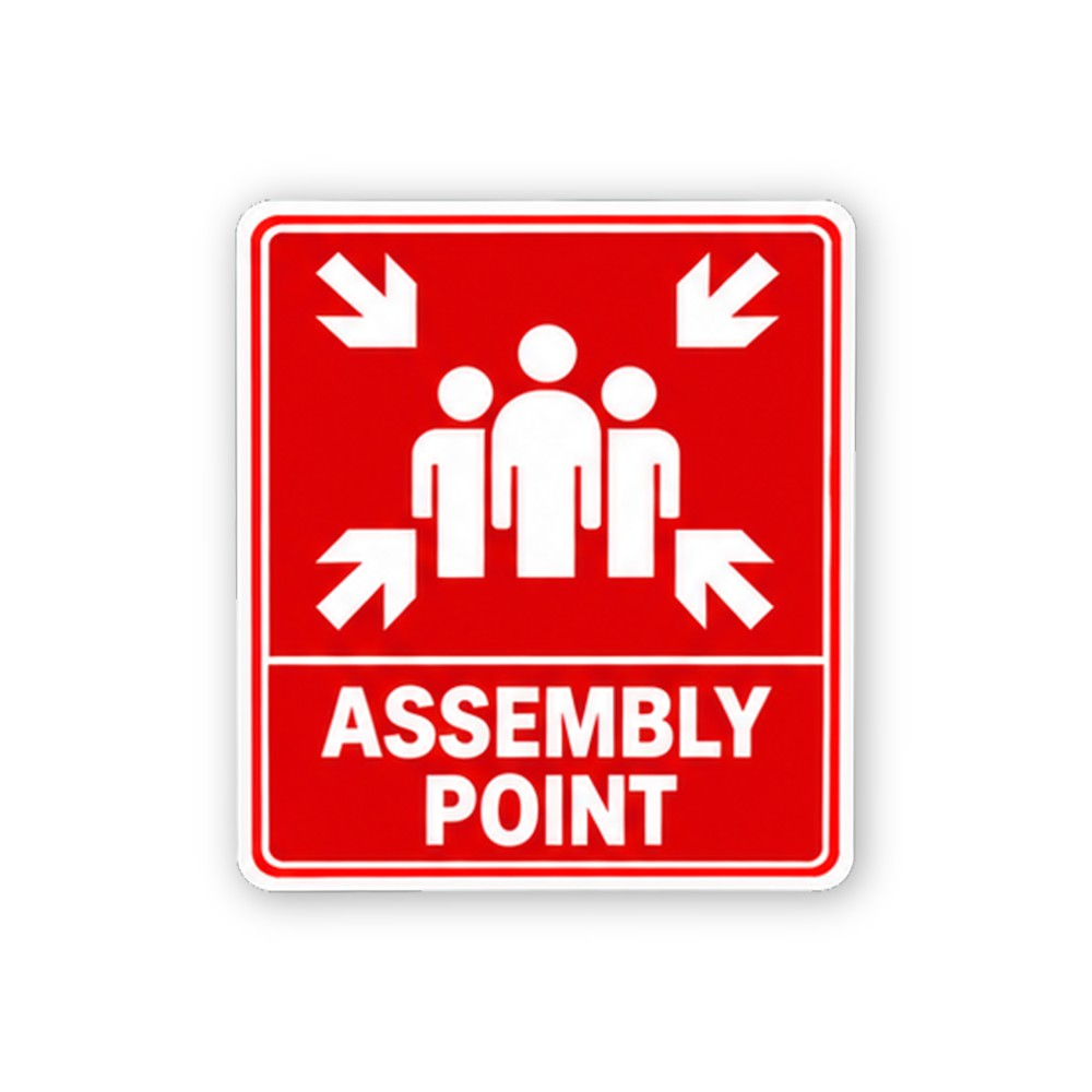 Red Assembly Point Inward Arrows Portrait Vinyl Decal Stickers
