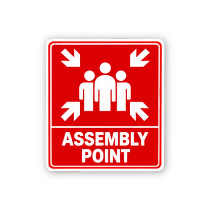 Red Assembly Point Inward Arrows Portrait Vinyl Decal Stickers