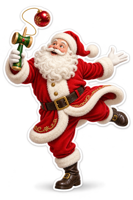 Santa Playing Red Ball Cup Toy Art Vinyl Decal Stickers