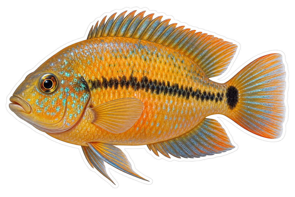 Golden Fish with Dark Stripe Art Vinyl Decal Stickers