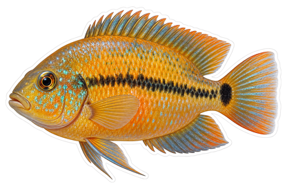 Golden Fish with Dark Stripe Art Vinyl Decal Stickers