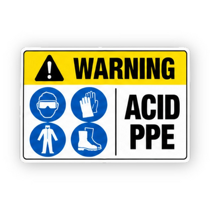 Yellow Warning Acid Four Blue Icons Panel Vinyl Decal Stickers