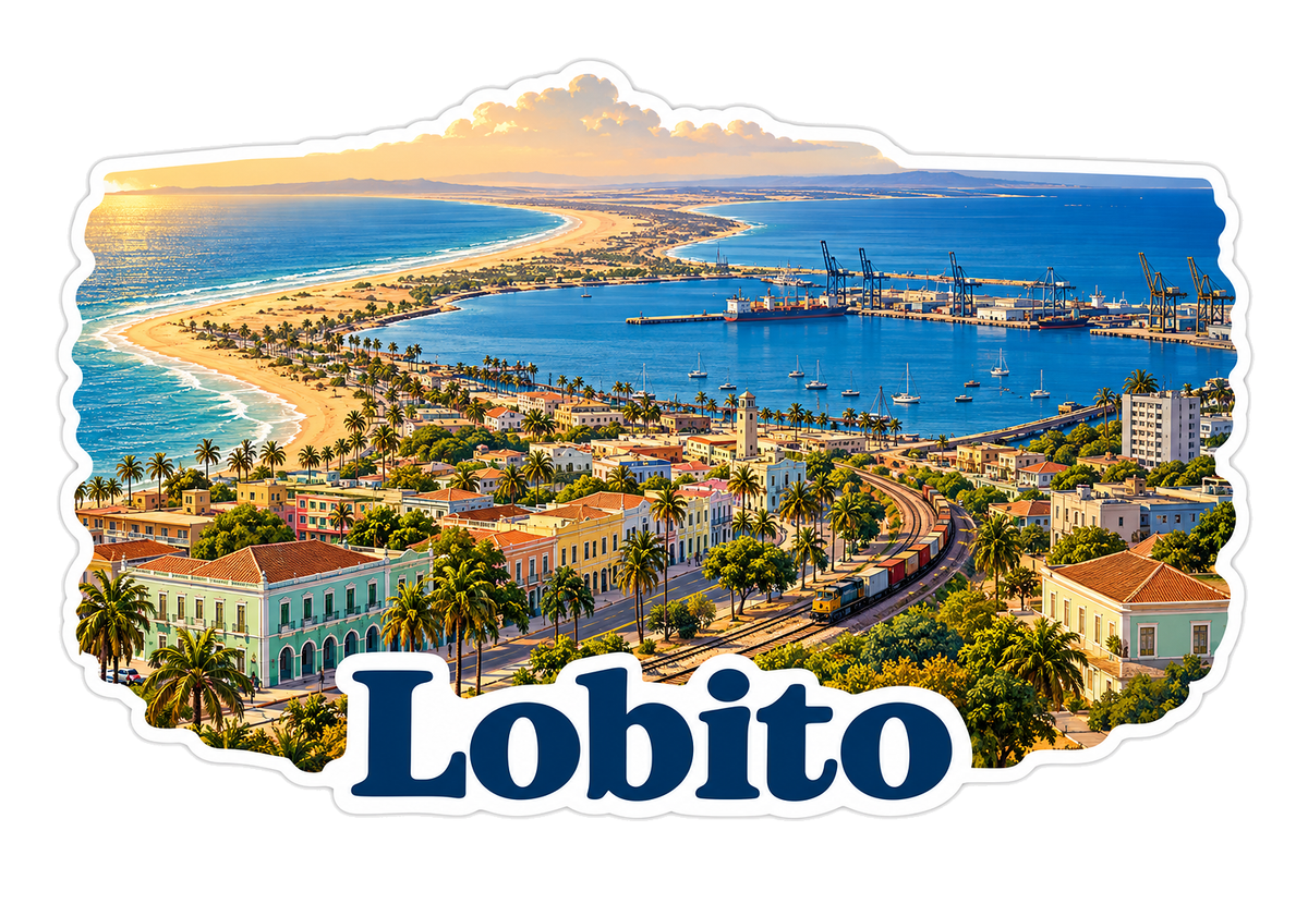 Lobito Coastal Harbor and Sandy Peninsula Vinyl Decal Stickers