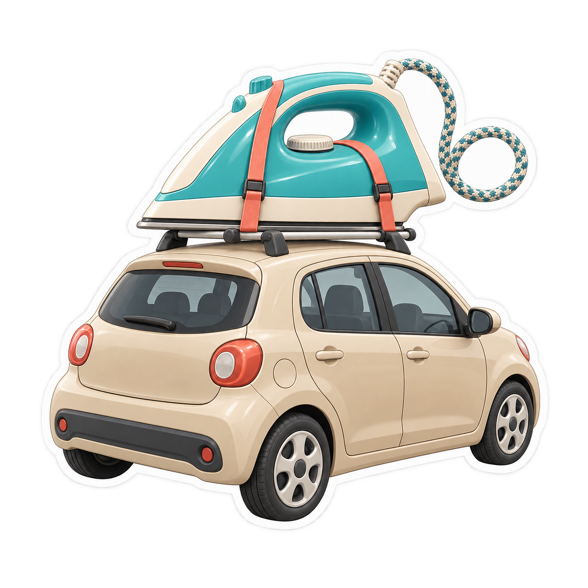 Iron on Beige Hatchback Art Vinyl Decal Stickers