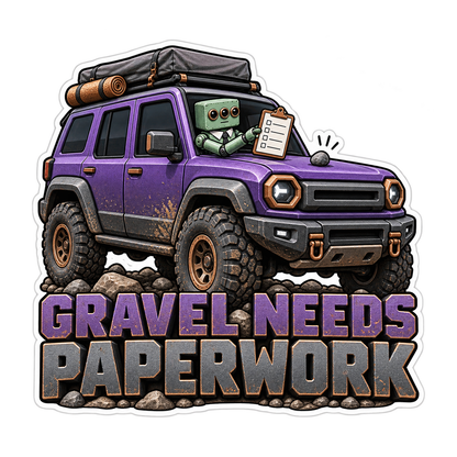 Robot Driving Purple Off Road Vehicle Art Vinyl Decal Stickers