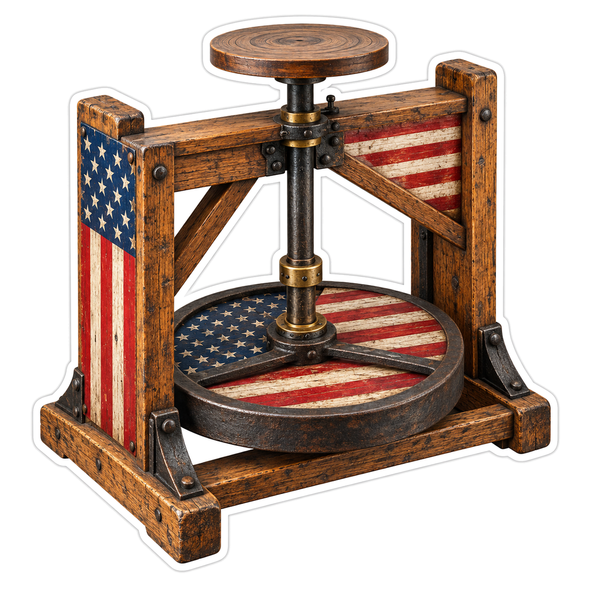 USA Flag Wooden Pottery Wheel Art Vinyl Decal Stickers