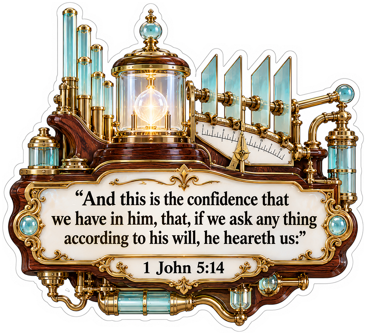 1 John 5 14 Brass Instrument Verse Vinyl Decal Stickers