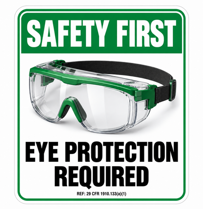 Green Safety Goggles Reminder Sign Art Vinyl Decal Stickers