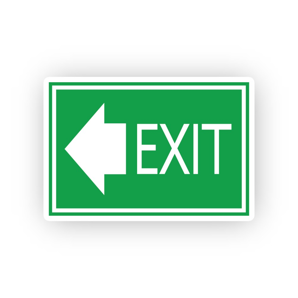 Green Exit Left Arrow Double Border Panel Vinyl Decal Stickers