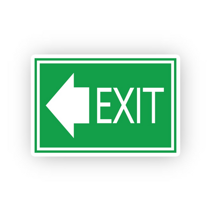 Green Exit Left Arrow Double Border Panel Vinyl Decal Stickers