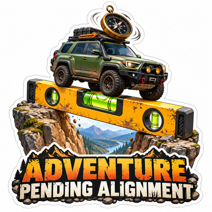 Green SUV Balancing on Yellow Level Art Vinyl Decal Stickers