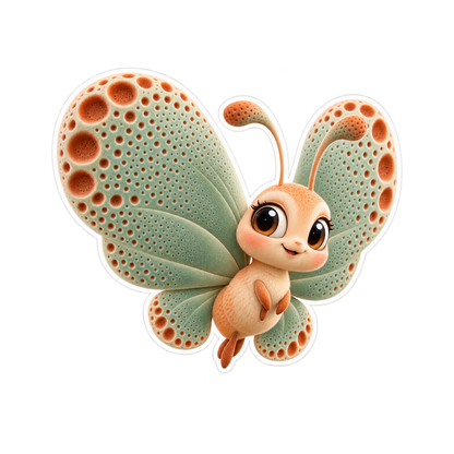 Orange Butterfly with Mint Spotted Wings Art Vinyl Decal Stickers