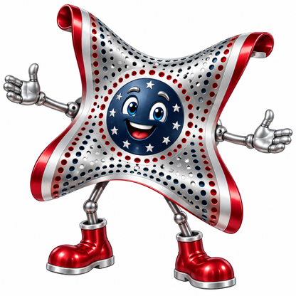 Silver Perforated Star With Patriotic Face Art Vinyl Decal Stickers