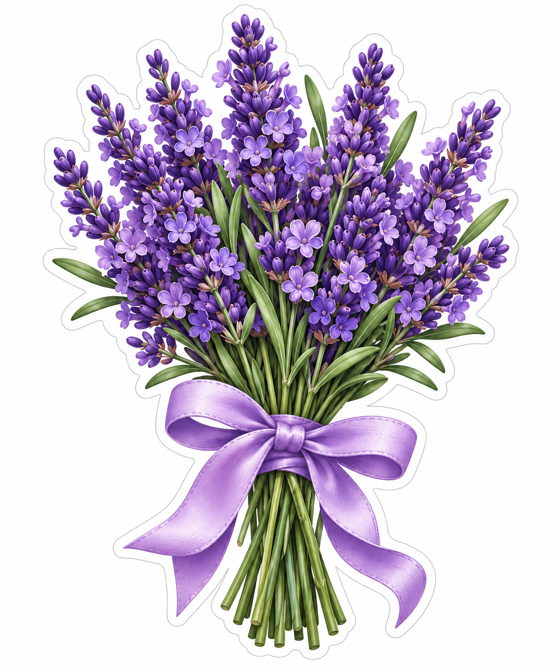Lavender Bouquet Tied with Purple Bow Vinyl Decal Stickers
