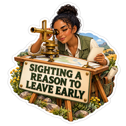 Woman Using Brass Sight over Outdoor Map Vinyl Decal Stickers