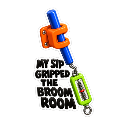 Orange Broom Clip My Sip Quote Art Vinyl Decal Stickers