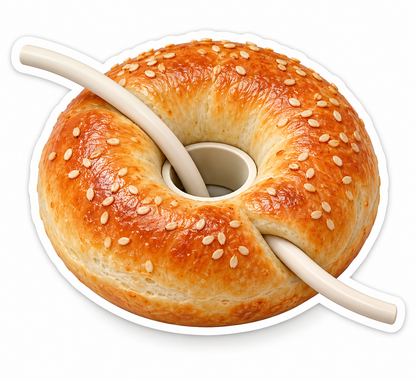Sesame Bagel with a Cream Cable through It Vinyl Decal Stickers