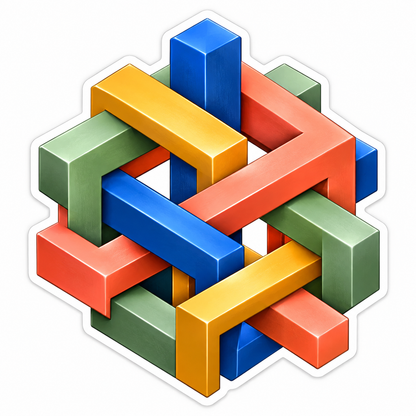 Colorful Interwoven Geometric Beams Art Vinyl Decal Stickers
