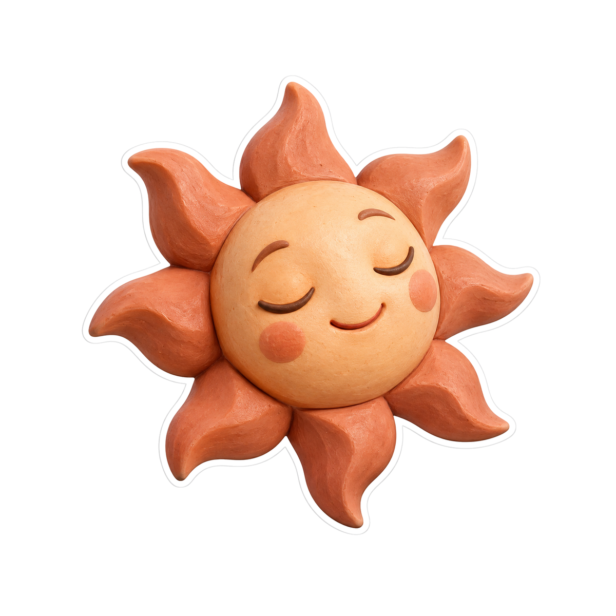 Terracotta Sleeping Sun Face Art Vinyl Decal Stickers