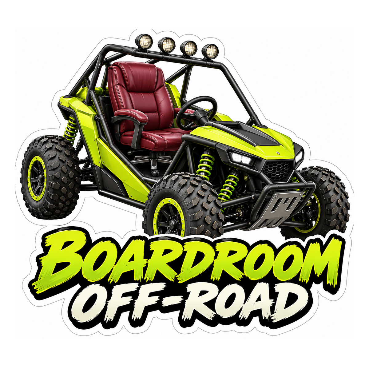 Lime Off Road Buggy with Burgundy Office Seat Vinyl Decal Stickers