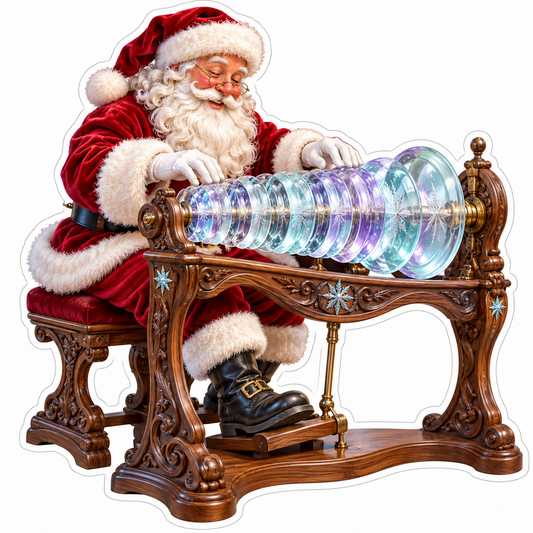 Santa Playing Shimmering Glass Disk Instrument Vinyl Decal Stickers