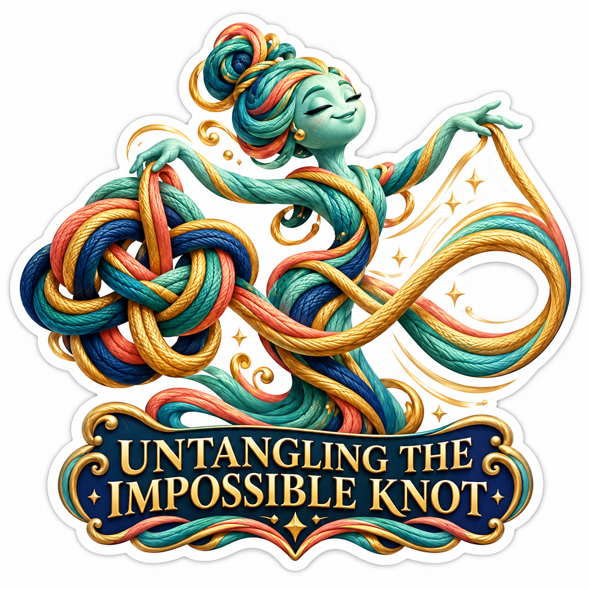 Green Rope Spirit Untangling Colorful Cords Vinyl Decal Stickers