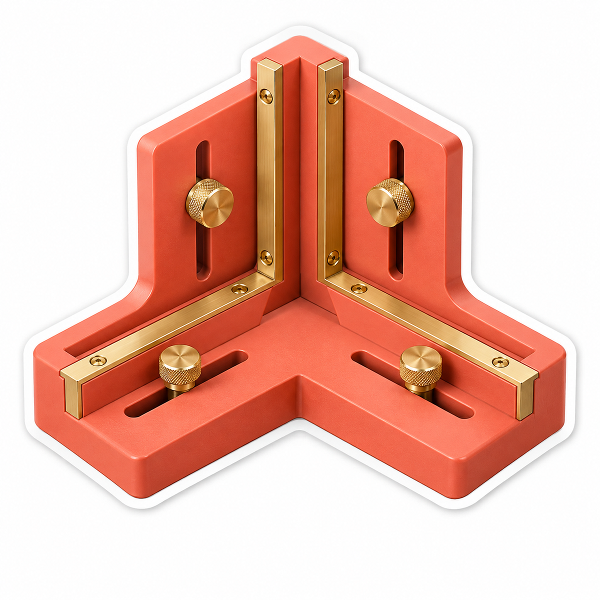 Coral Corner Jig with Gold Adjustable Guides Vinyl Decal Stickers