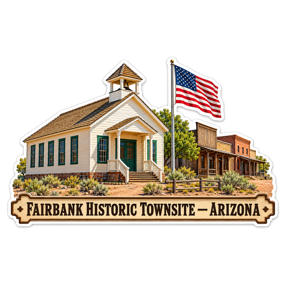 Fairbank Arizona Historic Town Flag Scene Vinyl Decal Stickers