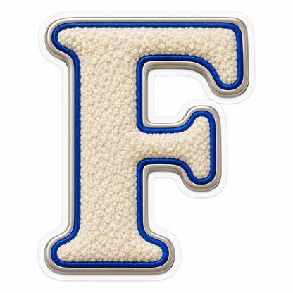Cream Loop Texture Blue Trim Letter F Vinyl Decal Stickers