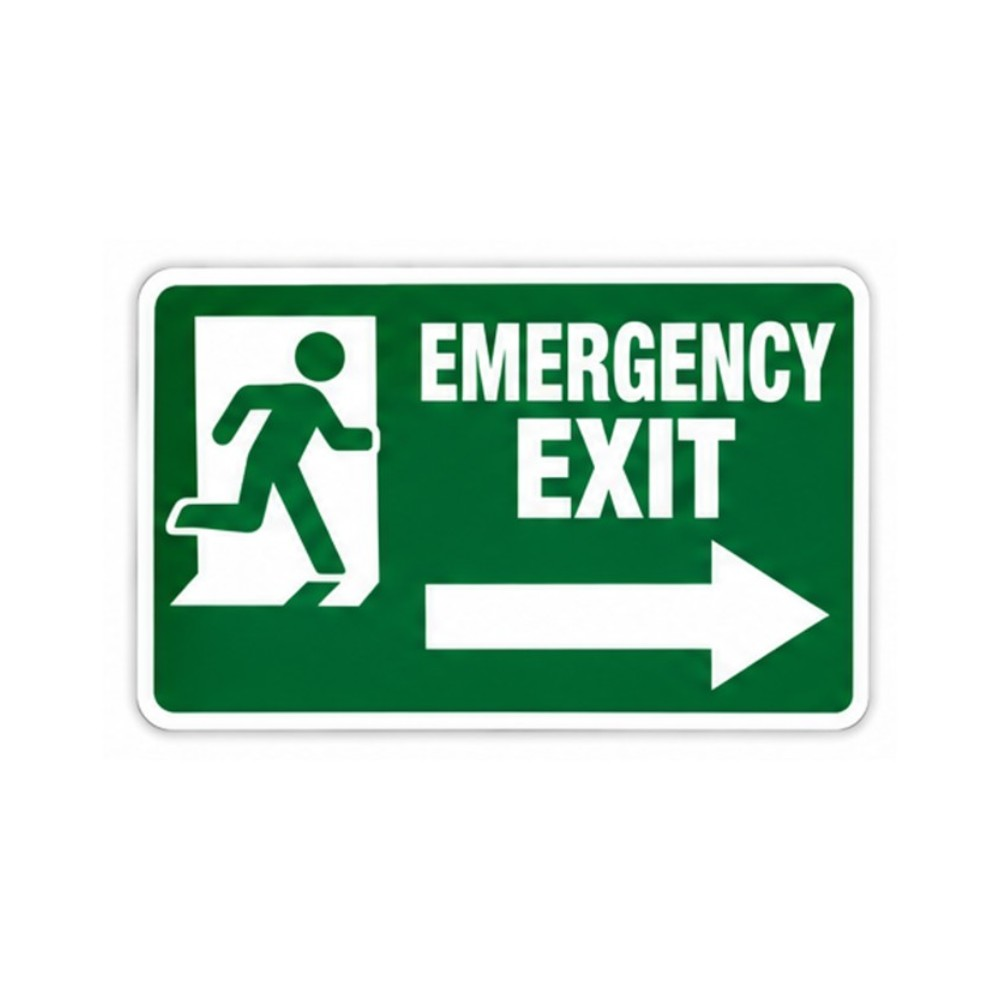 Green Emergency Exit Door Right Arrow Panel Vinyl Decal Stickers