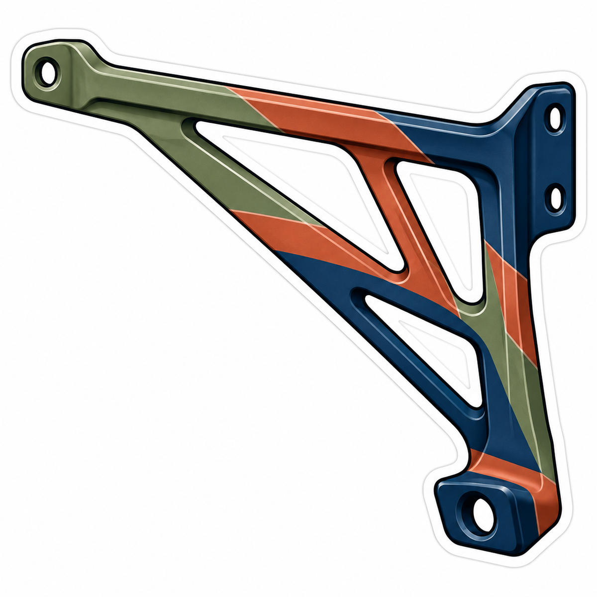 Triangular Olive Rust Navy Metal Bracket Vinyl Decal Stickers