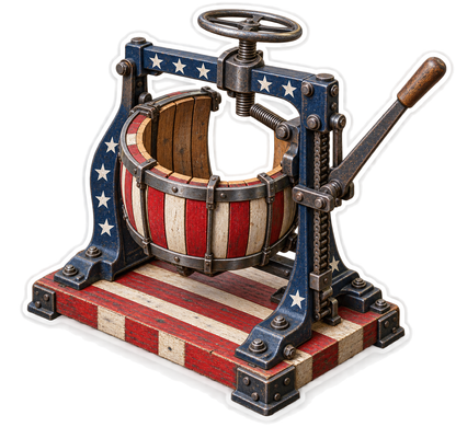 US Flag Barrel Hooping Machine Art Vinyl Decal Stickers