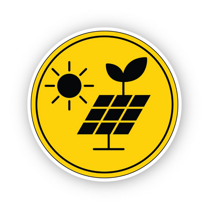 Yellow Solar Panel Sprout Sun Circle Vinyl Decal Stickers