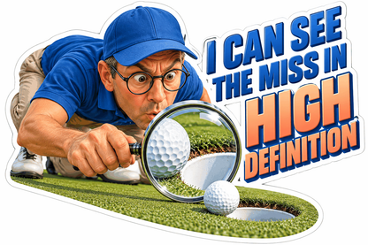 Golfer Inspecting Ball with Magnifying Glass Vinyl Decal Stickers