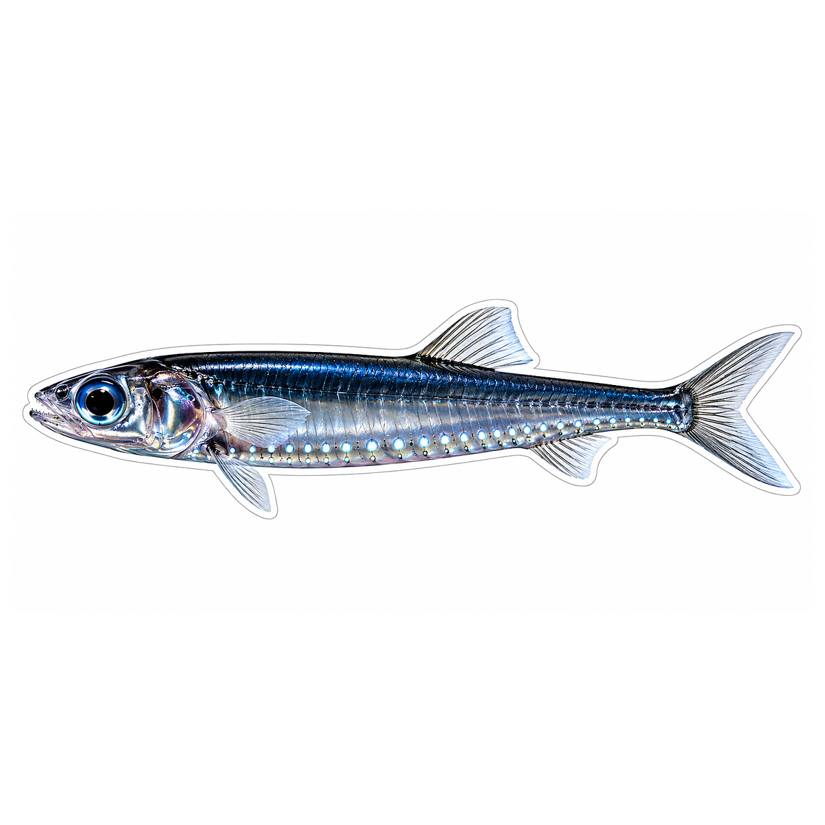 Silver Blue Lightfish with Glowing Spots Art Vinyl Decal Stickers