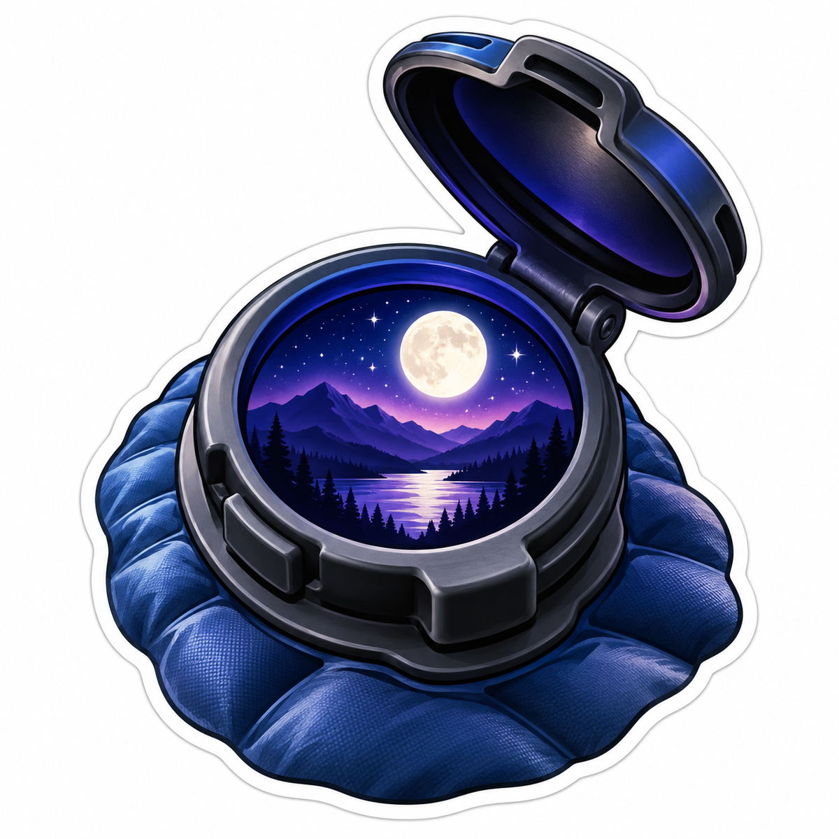 Blue Pad Valve Moonlit Mountain Art Vinyl Decal Stickers