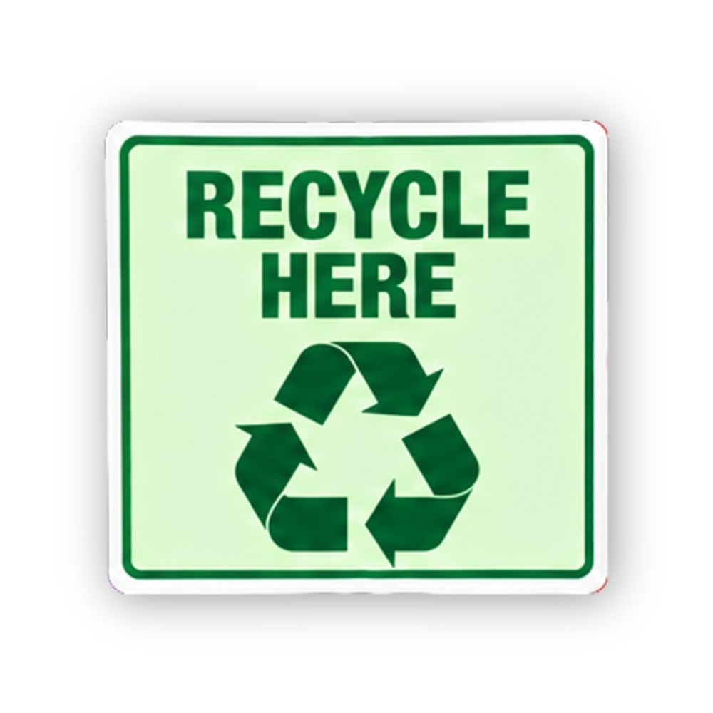 Green Recycle Here Arrows Square Vinyl Decal Stickers