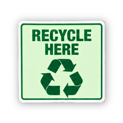 Green Recycle Here Arrows Square Vinyl Decal Stickers